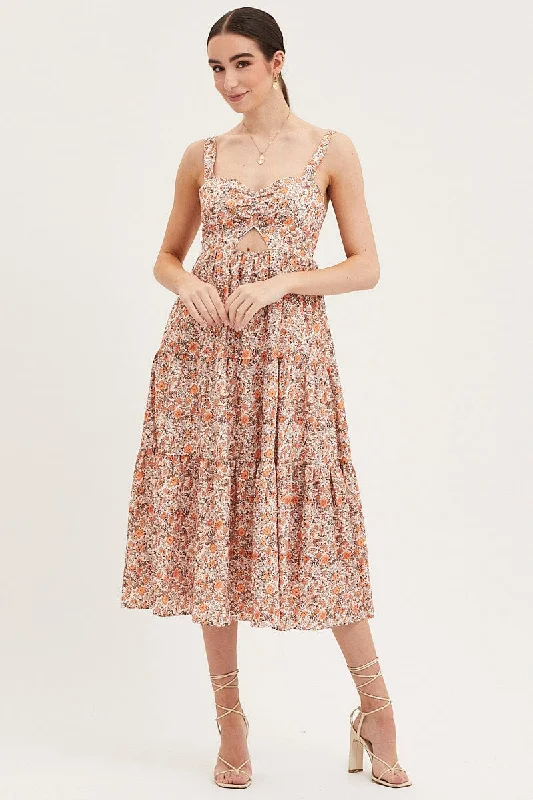 Halter Neck Women Dress to Show Off the Shoulders and NecklinePrint Cut Out Midi Dress Halter Neck Women Dress to Show Off the Shoulders and NecklinePrint Cut Out Midi Dress