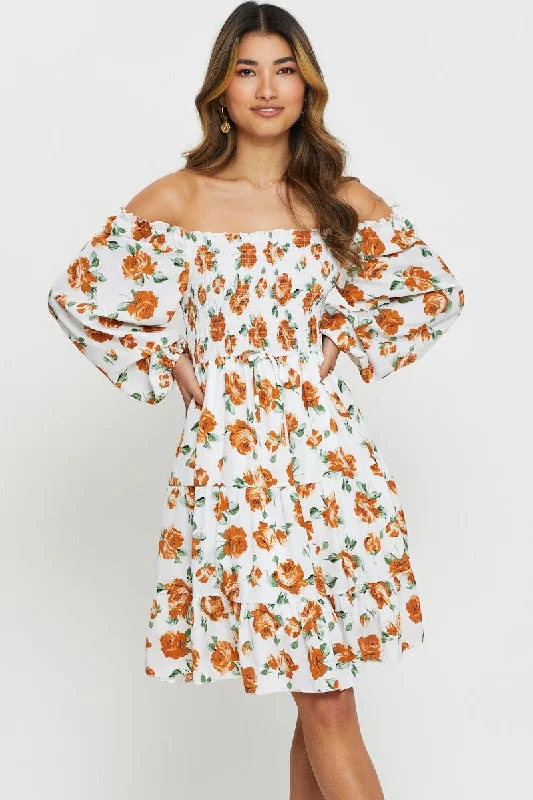 Empire Waist Women Dress to Accentuate the Bust and Conceal the WaistPrint Mini Dress Off Shoulder Empire Waist Women Dress to Accentuate the Bust and Conceal the WaistPrint Mini Dress Off Shoulder