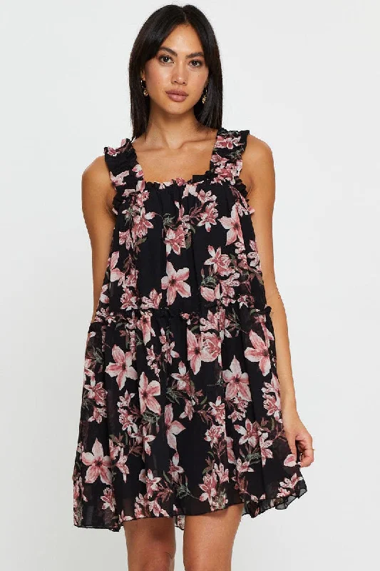 Shift Women Dress with a Simple and Classic Design for Everyday WearPrint Mini Dress Sleeveless Square Neck Shift Women Dress with a Simple and Classic Design for Everyday WearPrint Mini Dress Sleeveless Square Neck
