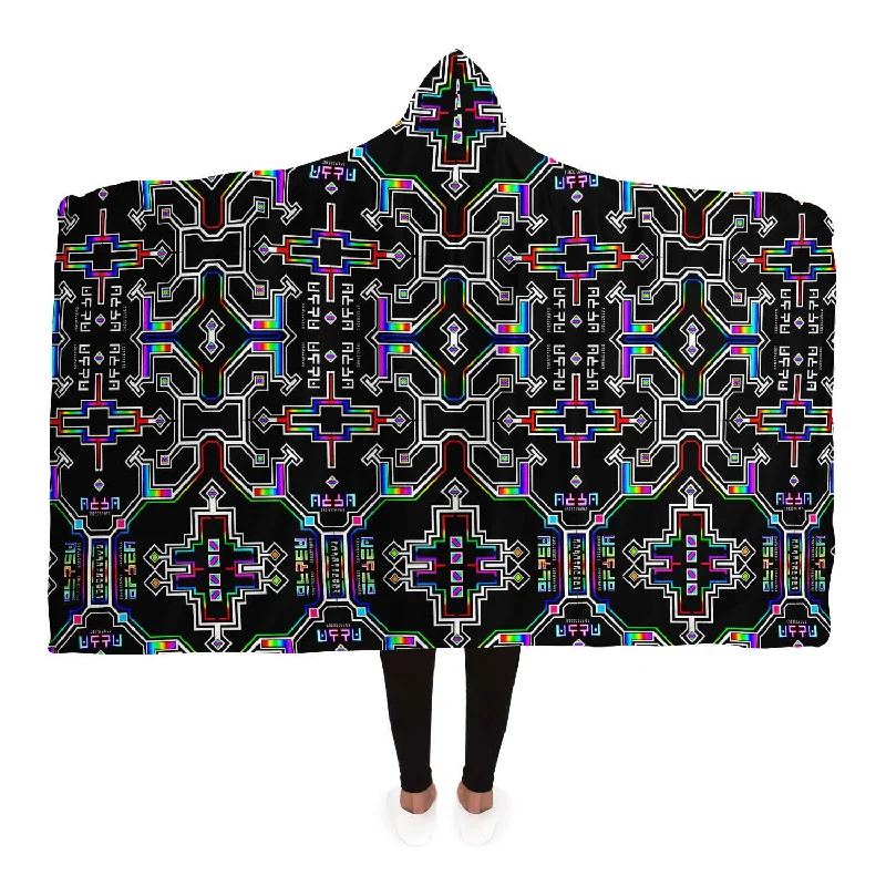 Prismatic Grid Hooded Blanket