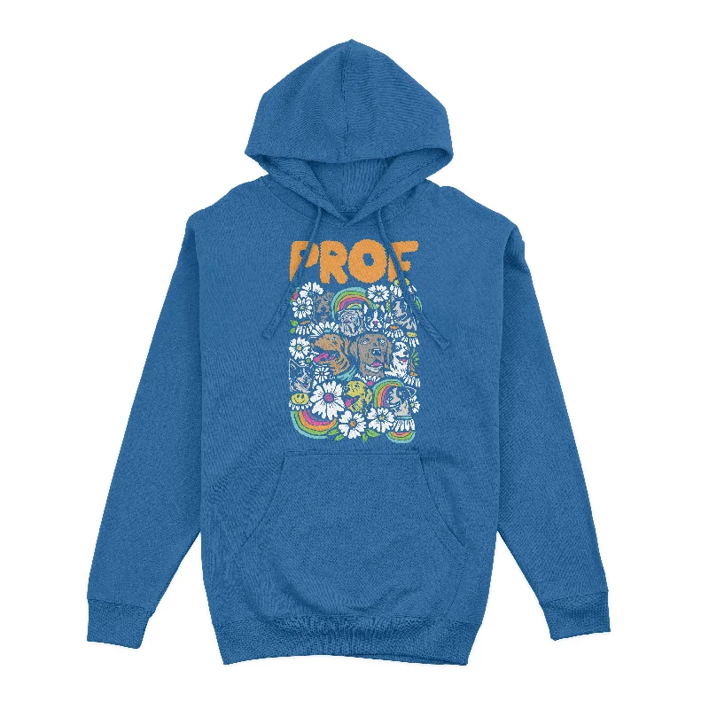 Women's zip - front sweatshirt with contrast stitching for a sporty aestheticPROF "Dog Explosion" Blue Pullover Hoodie