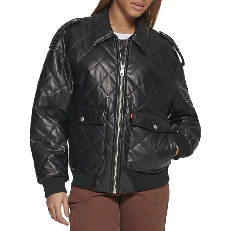 Women's bomber jackets with a holographic finish for a futuristic and eye - catching lookQuilted Style Leather Jacket For Women With Full Zip Closer Women's bomber jackets with a holographic finish for a futuristic and eye - catching lookQuilted Style Leather Jacket For Women With Full Zip Closer