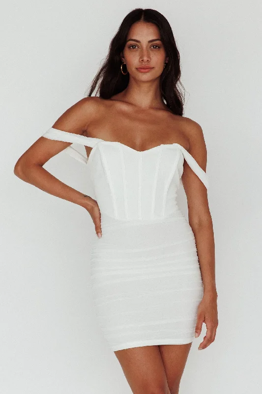 Off - the - Shoulder Women Dress for a Romantic and Feminine LookSantana Off-Shoulder Corset Mini Dress Ivory Off - the - Shoulder Women Dress for a Romantic and Feminine LookSantana Off-Shoulder Corset Mini Dress Ivory