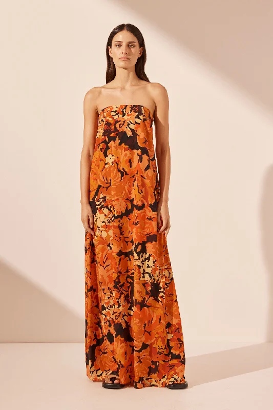 Shift Women Dress with a Simple and Classic Design for Everyday WearSANTOS SILK STRAPLESS COLUMN MAXI DRESS Shift Women Dress with a Simple and Classic Design for Everyday WearSANTOS SILK STRAPLESS COLUMN MAXI DRESS