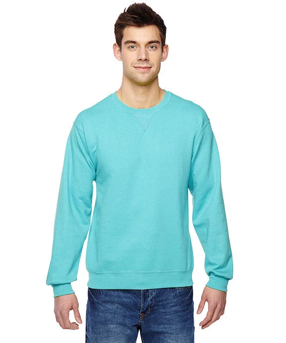 Women's hoodie with a kangaroo pocket and a pom - pom drawstring for added charmSF72R - Fruit of the Loom Adult SofSpun® Crewneck Sweatshirt | Scuba Blue Women's hoodie with a kangaroo pocket and a pom - pom drawstring for added charmSF72R - Fruit of the Loom Adult SofSpun® Crewneck Sweatshirt | Scuba Blue