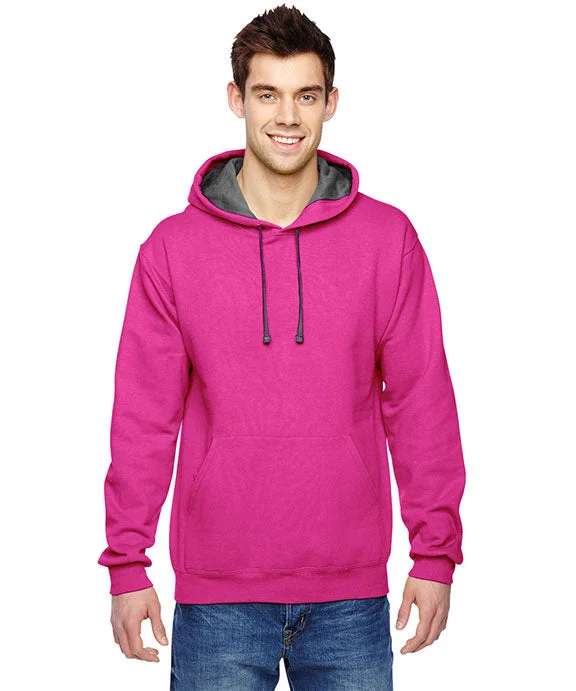 Women's pullover hoodie with a side slit for a modern and relaxed fitSF76R - Fruit of the Loom Adult SofSpun® Hooded Sweatshirt | Cyber Pink Women's pullover hoodie with a side slit for a modern and relaxed fitSF76R - Fruit of the Loom Adult SofSpun® Hooded Sweatshirt | Cyber Pink