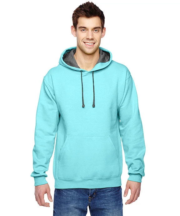 Women's cropped sweatshirt with a slogan graphic for a fun and expressive lookSF76R - Fruit of the Loom Adult SofSpun® Hooded Sweatshirt | Scuba Blue Women's cropped sweatshirt with a slogan graphic for a fun and expressive lookSF76R - Fruit of the Loom Adult SofSpun® Hooded Sweatshirt | Scuba Blue