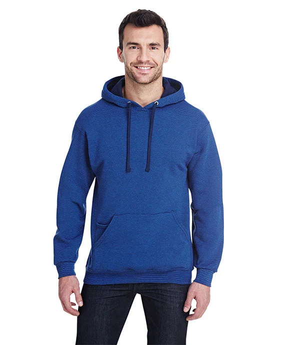 Women's quarter - zip sweatshirt made of organic cotton for eco - conscious fashionSF77R - Fruit of the Loom Adult SofSpun® Striped Hooded Sweatshirt | Denim Stripe Women's quarter - zip sweatshirt made of organic cotton for eco - conscious fashionSF77R - Fruit of the Loom Adult SofSpun® Striped Hooded Sweatshirt | Denim Stripe