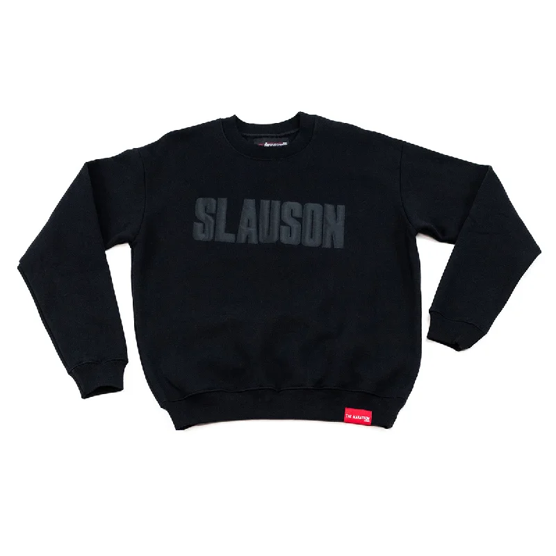 Women's quarter - zip sweatshirt made of organic cotton for eco - conscious fashionSlauson Block Print Crewneck Sweatshirt - Black / Black Women's quarter - zip sweatshirt made of organic cotton for eco - conscious fashionSlauson Block Print Crewneck Sweatshirt - Black / Black