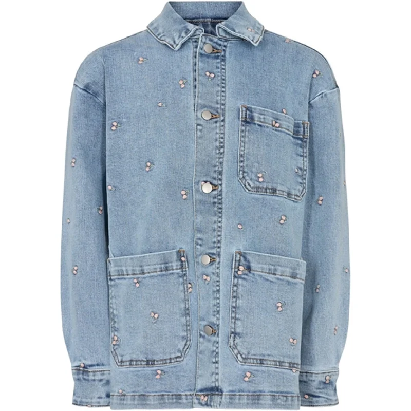 Women's cropped satin jackets in pastel shades for a glamorous evening outSofie Schnoor Denim Blue Jacket Women's cropped satin jackets in pastel shades for a glamorous evening outSofie Schnoor Denim Blue Jacket