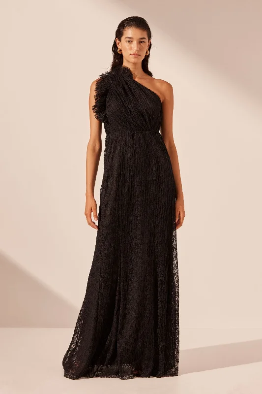 Wrap - Style Women Dress with Adjustable Fit for All Body TypesSOL LACE ASYMMETRICAL DETAIL MAXI DRESS - BLACK Wrap - Style Women Dress with Adjustable Fit for All Body TypesSOL LACE ASYMMETRICAL DETAIL MAXI DRESS - BLACK