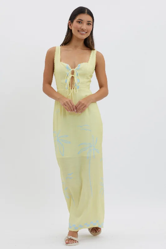 Shift Women Dress with a Simple and Classic Design for Everyday WearSun Valley Tied Bodice Maxi Dress Lemon Shift Women Dress with a Simple and Classic Design for Everyday WearSun Valley Tied Bodice Maxi Dress Lemon