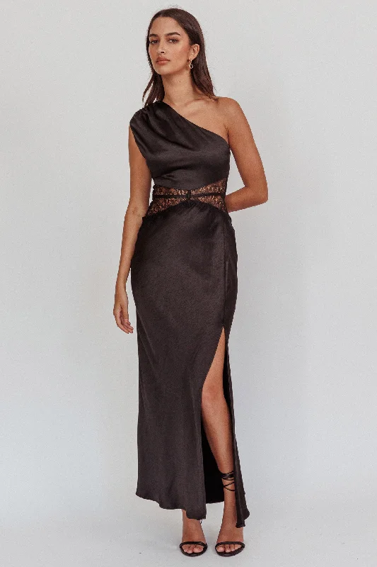 Backless Women Dress for a Sexy and Alluring Look at Evening EventsTarly Lace Waist One-Shoulder Maxi Dress Black Backless Women Dress for a Sexy and Alluring Look at Evening EventsTarly Lace Waist One-Shoulder Maxi Dress Black