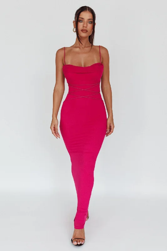 Empire Waist Women Dress to Accentuate the Bust and Conceal the WaistTeava Laced Waist Maxi Dress Fuchsia Empire Waist Women Dress to Accentuate the Bust and Conceal the WaistTeava Laced Waist Maxi Dress Fuchsia