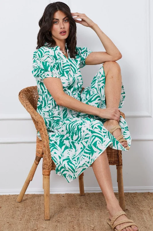 Wrap - Style Women Dress with Adjustable Fit for All Body TypesTrop Print Midi Dress Short Sleeve Wrap - Style Women Dress with Adjustable Fit for All Body TypesTrop Print Midi Dress Short Sleeve