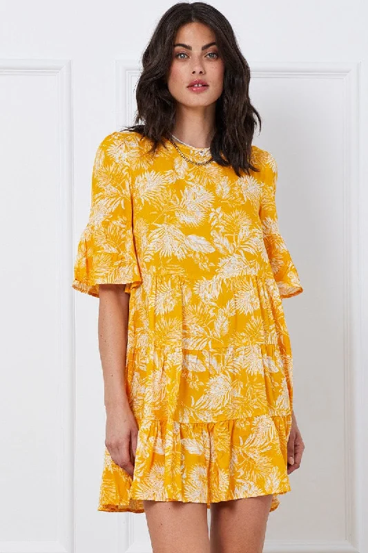 Ball Gown Women Dress with a Full Skirt for a Princess - like LookTrop Print Mini Dress Short Sleeve Ball Gown Women Dress with a Full Skirt for a Princess - like LookTrop Print Mini Dress Short Sleeve