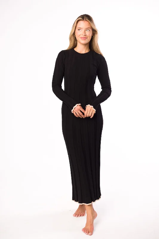 Little Black Women Dress with Sequins for a Glamorous Night OutSophie Editorial Dress in Black with Cream Trim Little Black Women Dress with Sequins for a Glamorous Night OutSophie Editorial Dress in Black with Cream Trim