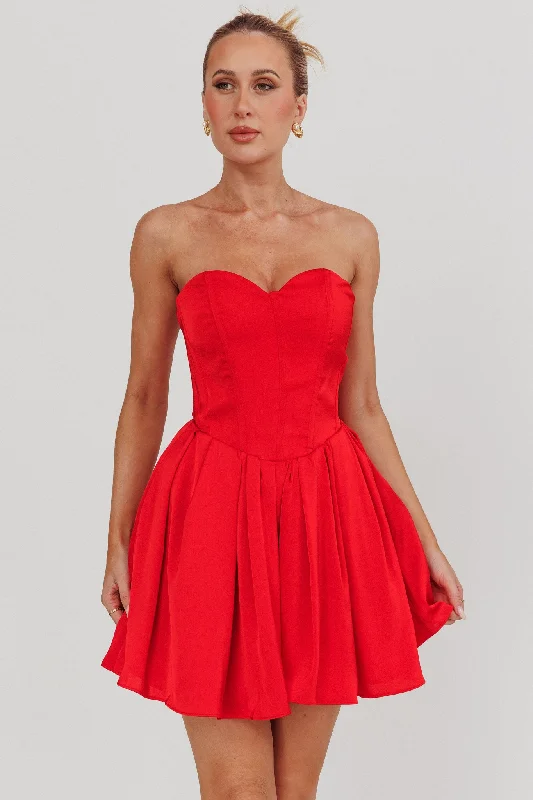 What I Like Sweetheart Neckline Mini Dress Red