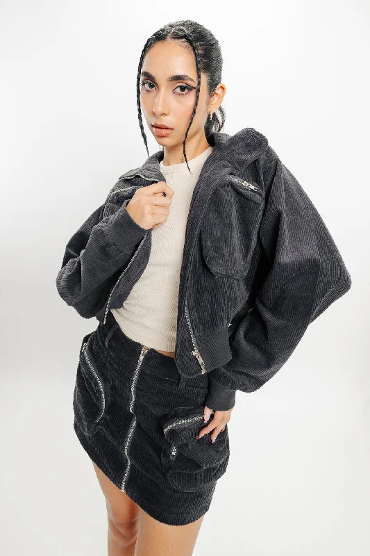Women's bomber jackets with floral embroidery for a feminine and unique designCorduroy Cargo Jacket Women's bomber jackets with floral embroidery for a feminine and unique designCorduroy Cargo Jacket