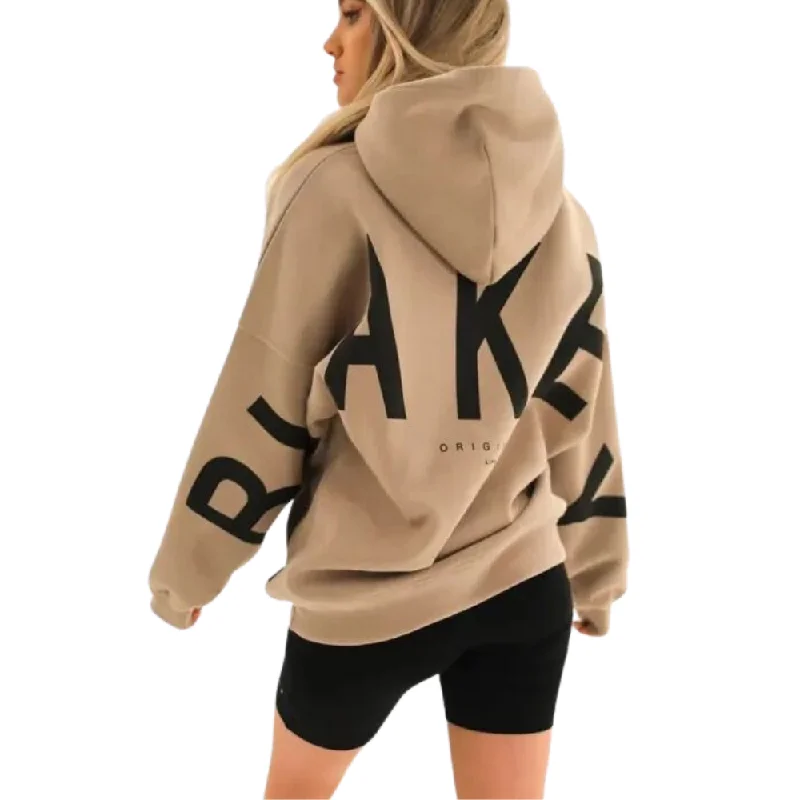 Women's hoodie with a kangaroo pocket and a pom - pom drawstring for added charmWomen's Classic Letter Hoodie Women's hoodie with a kangaroo pocket and a pom - pom drawstring for added charmWomen's Classic Letter Hoodie