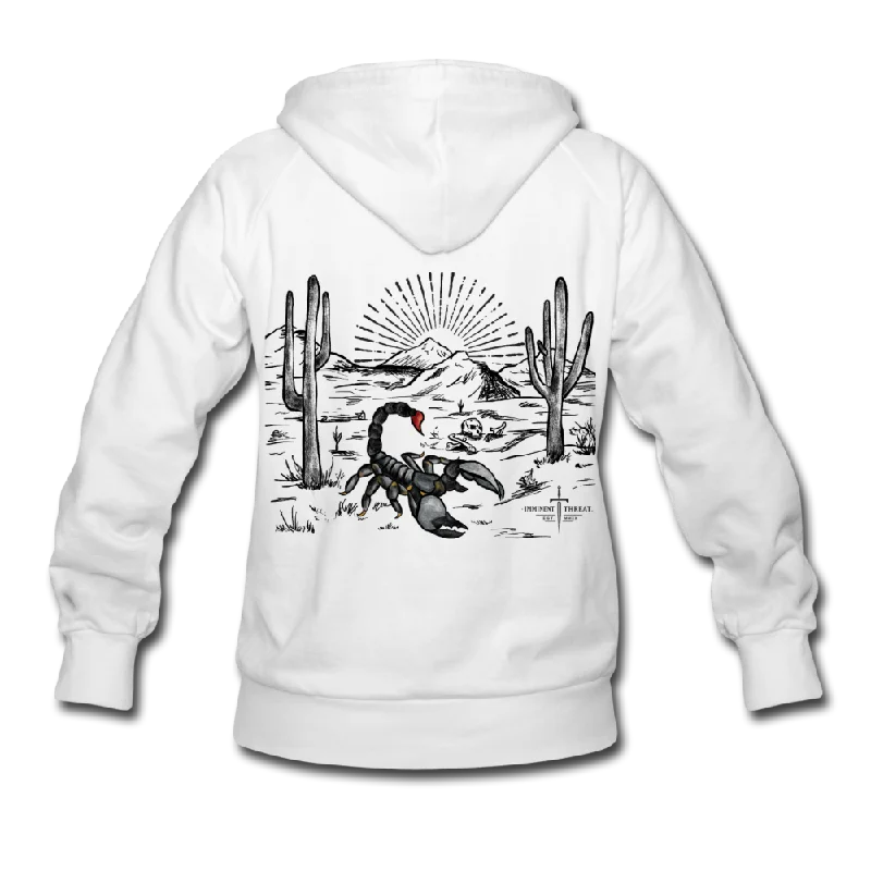 Women's hoodie with a kangaroo pocket and a pom - pom drawstring for added charmWomen's Desert Scorpion Hoodie Women's hoodie with a kangaroo pocket and a pom - pom drawstring for added charmWomen's Desert Scorpion Hoodie