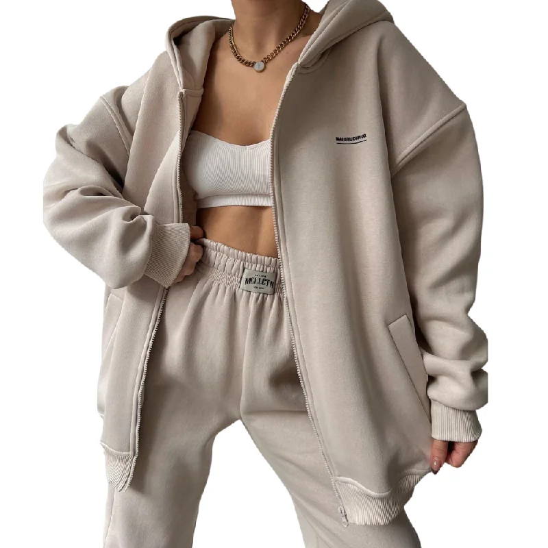 Women's zip - up sweatshirt in pastel blue for a soft and stylish outfitWomen's Versatile Solid Color Sports Suit Women's zip - up sweatshirt in pastel blue for a soft and stylish outfitWomen's Versatile Solid Color Sports Suit