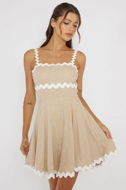 Maxi Women Dress with Floral Print for a Bohemian VibeWon Me Over Ric Rac Trim Mini Dress Beige Maxi Women Dress with Floral Print for a Bohemian VibeWon Me Over Ric Rac Trim Mini Dress Beige