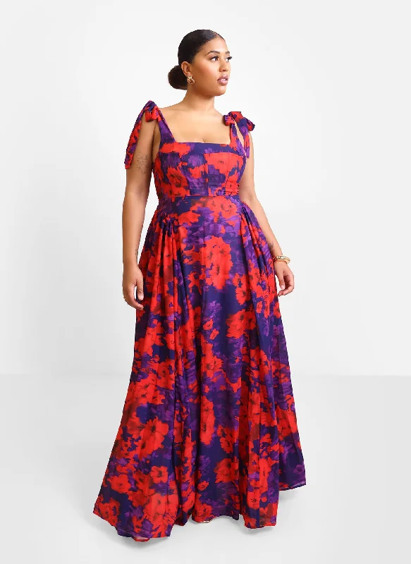 Polyester maxi dresses for easy - care and durabilityAdelina Floral Tie Strap Maxi Skater Dress Polyester maxi dresses for easy - care and durabilityAdelina Floral Tie Strap Maxi Skater Dress
