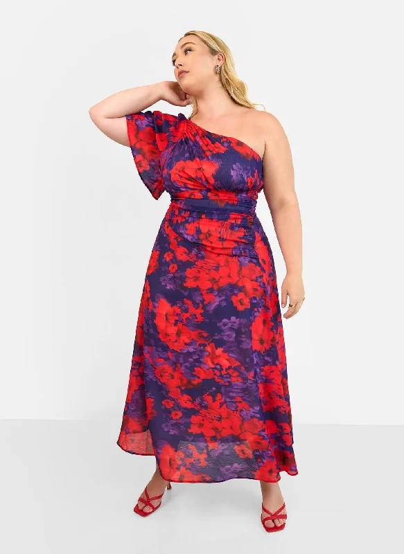 Velvet maxi dresses with long sleeves for winter weddingsAurora Floral One Shoulder Maxi A Line Dress Velvet maxi dresses with long sleeves for winter weddingsAurora Floral One Shoulder Maxi A Line Dress