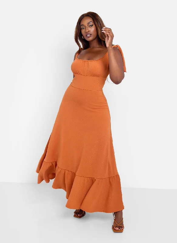 Maxi dresses with a ruched bodice for a more form - fitting and feminine shapeBest Interest A-Line Maxi Dress - Burnt Orange Maxi dresses with a ruched bodice for a more form - fitting and feminine shapeBest Interest A-Line Maxi Dress - Burnt Orange