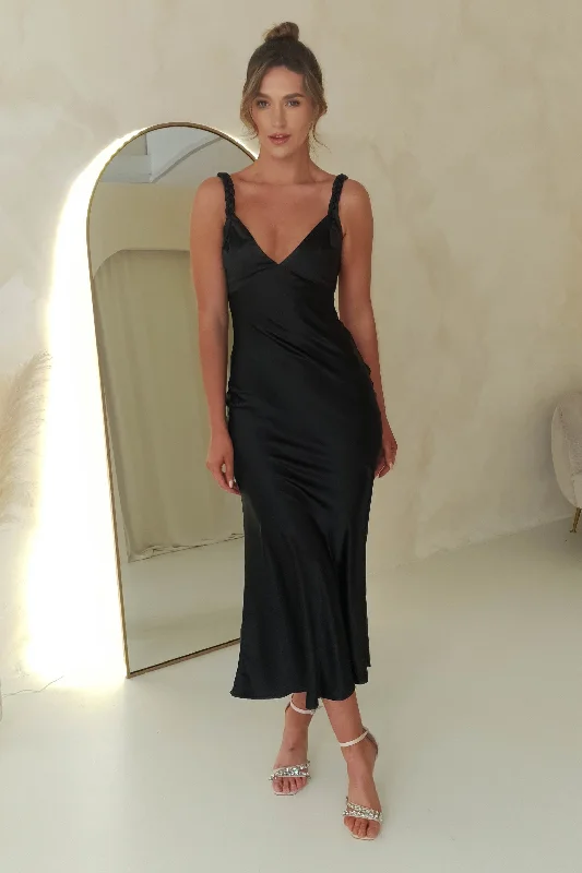 Maxi dresses with polka dot prints for a playful styleBethanie Soft Satin Maxi Dress | Black Maxi dresses with polka dot prints for a playful styleBethanie Soft Satin Maxi Dress | Black