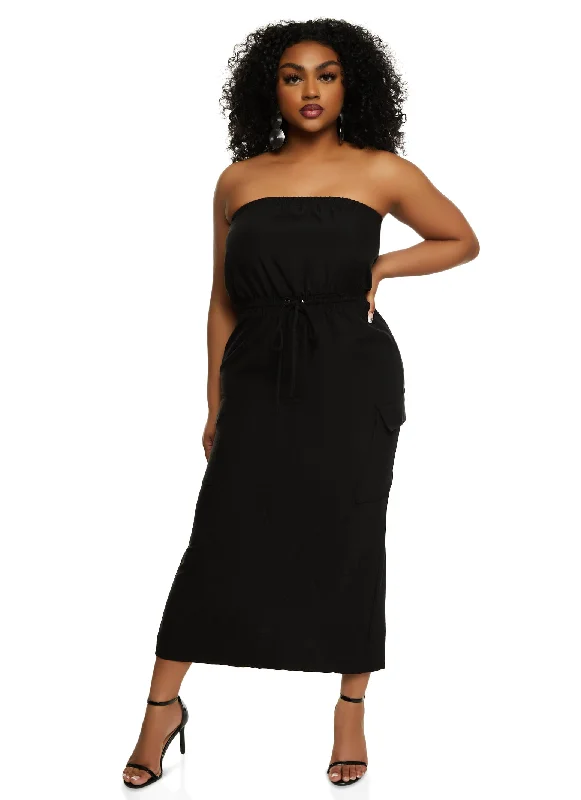 Maxi dresses with geometric prints for a contemporary aestheticHaute Monde Tie Waist Cargo Pocket Tube Dress Maxi dresses with geometric prints for a contemporary aestheticHaute Monde Tie Waist Cargo Pocket Tube Dress