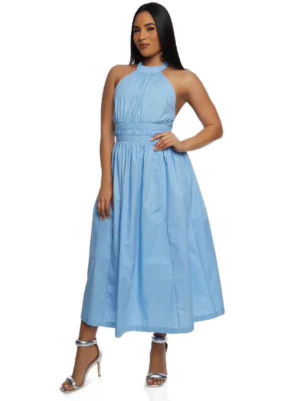 Maxi dresses with side slits for a touch of allurePoplin Tie Back Halter Neck Maxi Dress Maxi dresses with side slits for a touch of allurePoplin Tie Back Halter Neck Maxi Dress
