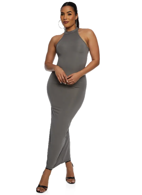 Maxi dresses with a criss - cross back for a flirty and unique detailDaisy Mock Neck Tank Maxi Dress Maxi dresses with a criss - cross back for a flirty and unique detailDaisy Mock Neck Tank Maxi Dress