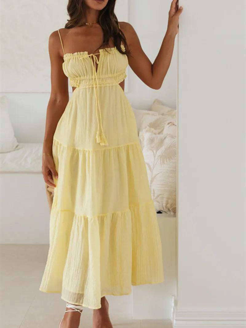 Maxi dresses with embroidered floral motifs for a unique designFashionSierra - Women Summer Boho Cutout Tiered Flowy Tie Back Beach Sundress Maxi Dress Maxi dresses with embroidered floral motifs for a unique designFashionSierra - Women Summer Boho Cutout Tiered Flowy Tie Back Beach Sundress Maxi Dress