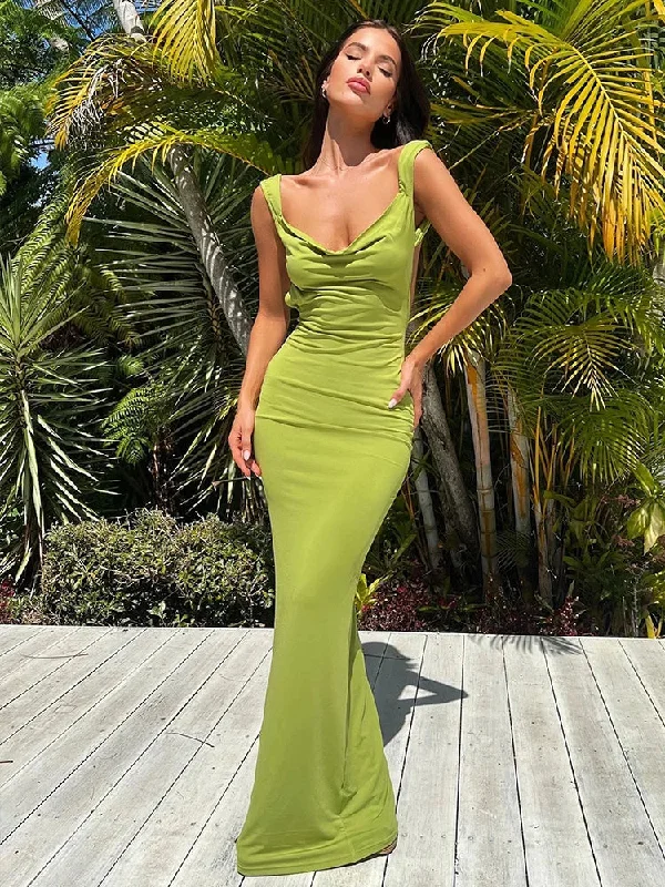 Sleeveless Backless Slim Fit Long Camisole Maxi Dress