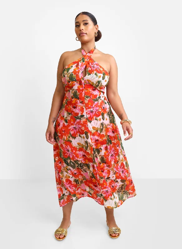 Maxi dresses with a wrap - around style for a customizable fitGiada Floral Halter Midi Slip Dress Maxi dresses with a wrap - around style for a customizable fitGiada Floral Halter Midi Slip Dress