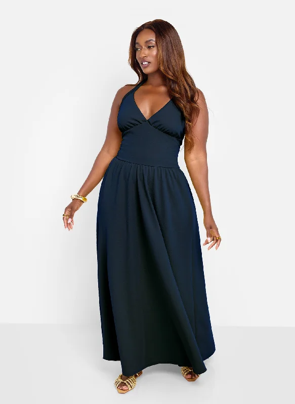 Maxi dresses with off - the - shoulder styles for a romantic and breezy lookIsabella Halter Skater Maxi Dress - Black Maxi dresses with off - the - shoulder styles for a romantic and breezy lookIsabella Halter Skater Maxi Dress - Black