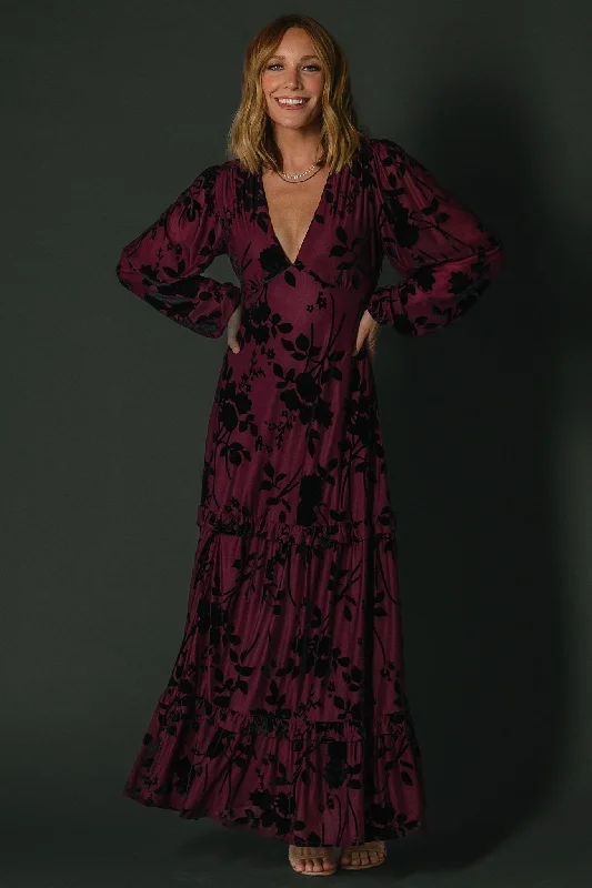 Liana Velvet Embossed Maxi Dress | Mulberry