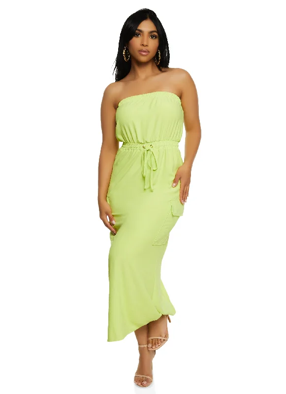 Maxi dresses with one - shoulder designs for a stylish and asymmetric lookHaute Monde Tie Waist Cargo Pocket Tube Dress Maxi dresses with one - shoulder designs for a stylish and asymmetric lookHaute Monde Tie Waist Cargo Pocket Tube Dress