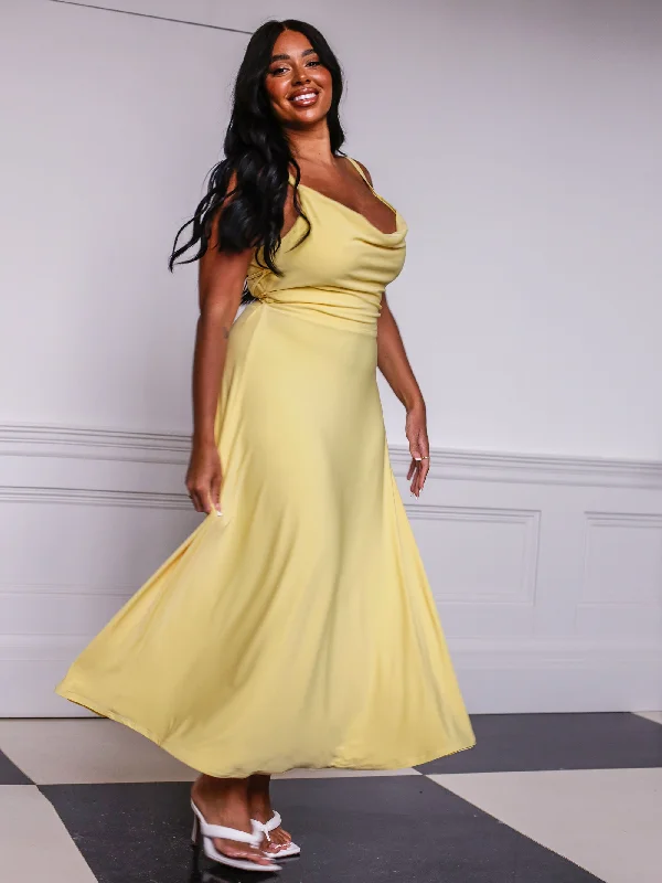 Maxi dresses with a criss - cross back for a flirty and unique detailLulah Drape Maxi Dress