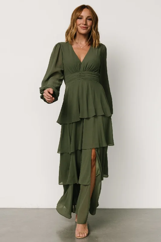 Mariella Tiered Maxi Dress | Dark Sage