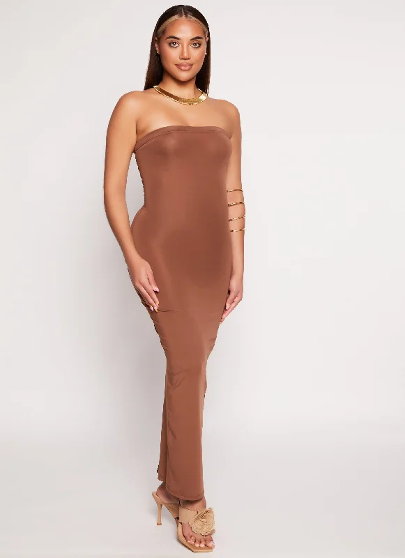 Maxi dresses with a V - neckline for a flattering and elongating shapeDaisy Solid Maxi Tube Dress Maxi dresses with a V - neckline for a flattering and elongating shapeDaisy Solid Maxi Tube Dress