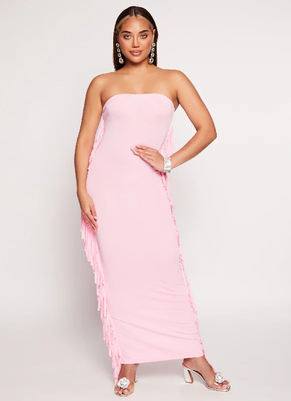Maxi dresses with a pleated skirt for a timeless and elegant appearanceDaisy Fringe Side Maxi Tube Dress Maxi dresses with a pleated skirt for a timeless and elegant appearanceDaisy Fringe Side Maxi Tube Dress