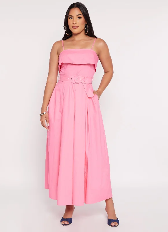 Maxi dresses with balloon sleeves for a vintage - inspired styleHaute Monde Poplin Belted Square Neck Maxi Dress Maxi dresses with balloon sleeves for a vintage - inspired styleHaute Monde Poplin Belted Square Neck Maxi Dress