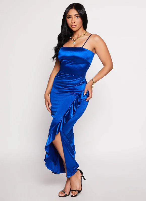Maxi dresses with tassel accents for a fun and lively touchAsymmetrical Ruffled Side Slit Maxi Dress Maxi dresses with tassel accents for a fun and lively touchAsymmetrical Ruffled Side Slit Maxi Dress
