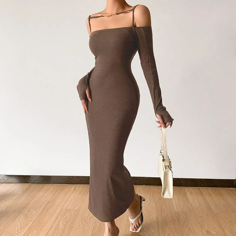 KittenAlarm - Skyla Sold Cold Shoulder Maxi Dress