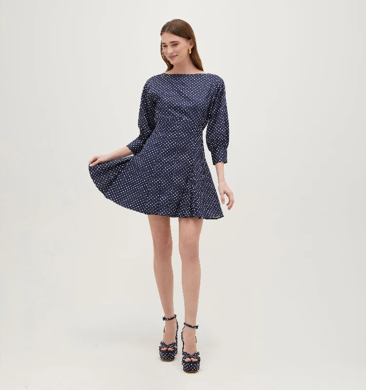 Maxi dresses with embroidered floral motifs for a unique designThe Aveline Dress - Navy Polka Dot Cotton Sateen Maxi dresses with embroidered floral motifs for a unique designThe Aveline Dress - Navy Polka Dot Cotton Sateen