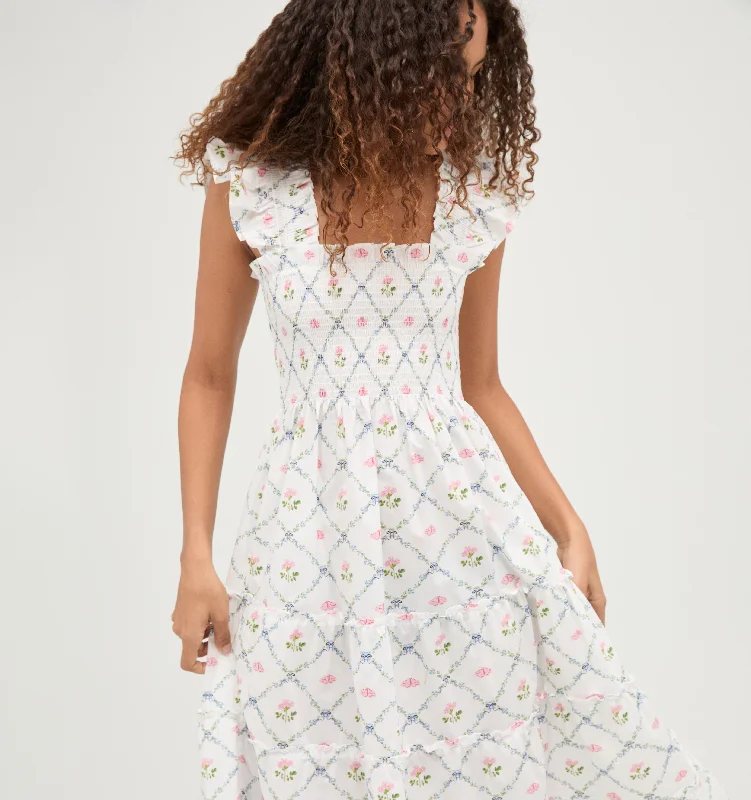 Maxi dresses with tassel accents for a fun and lively touchThe Ellie Nap Dress - Butterfly Trellis Cotton Poplin