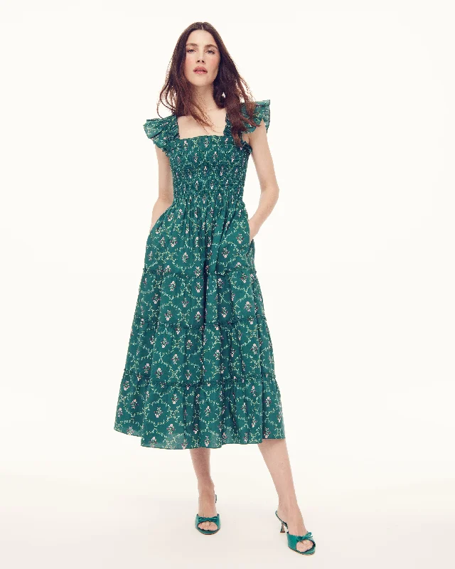 The Ellie Nap Dress - Emerald Trellis